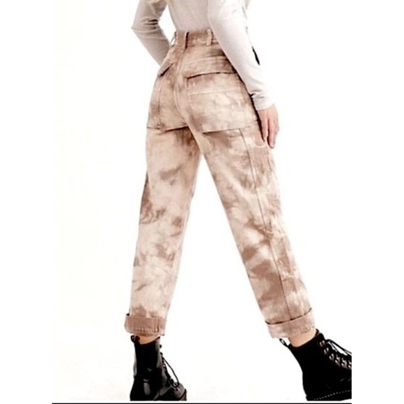 Free People We The Free Tie Dye Madison 29 Lavender Utility Jeans Cargo Pants - Picture 11 of 11